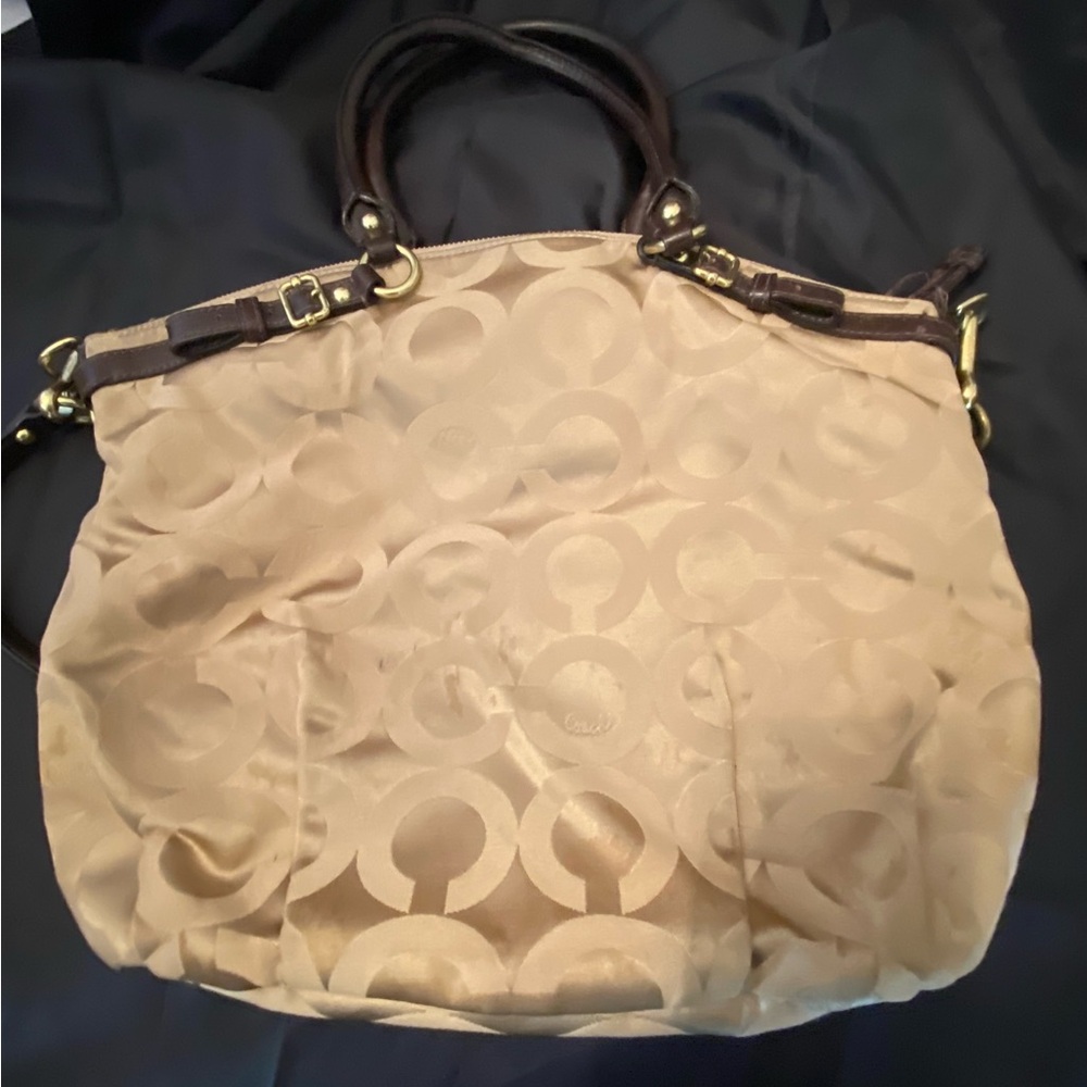 Coach Beige and Brown Signature Satchel - Picture 4 of 13